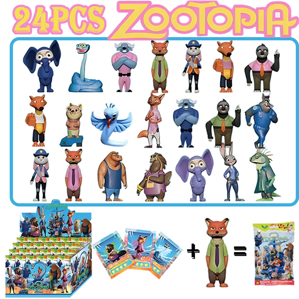 

24pcs Zootopia Blind Box Cute Nick Judy Action Figure Mystery Box Anime desktop decoration Figures Children's holiday gifts