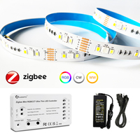 20M Mini Zigbee 3.0 RGBCW LED Strip 24V 5M 10M RGB+CCT Flexible Dimmable Room Lighting Decor Power Full Kit fr Alexa Google Home
