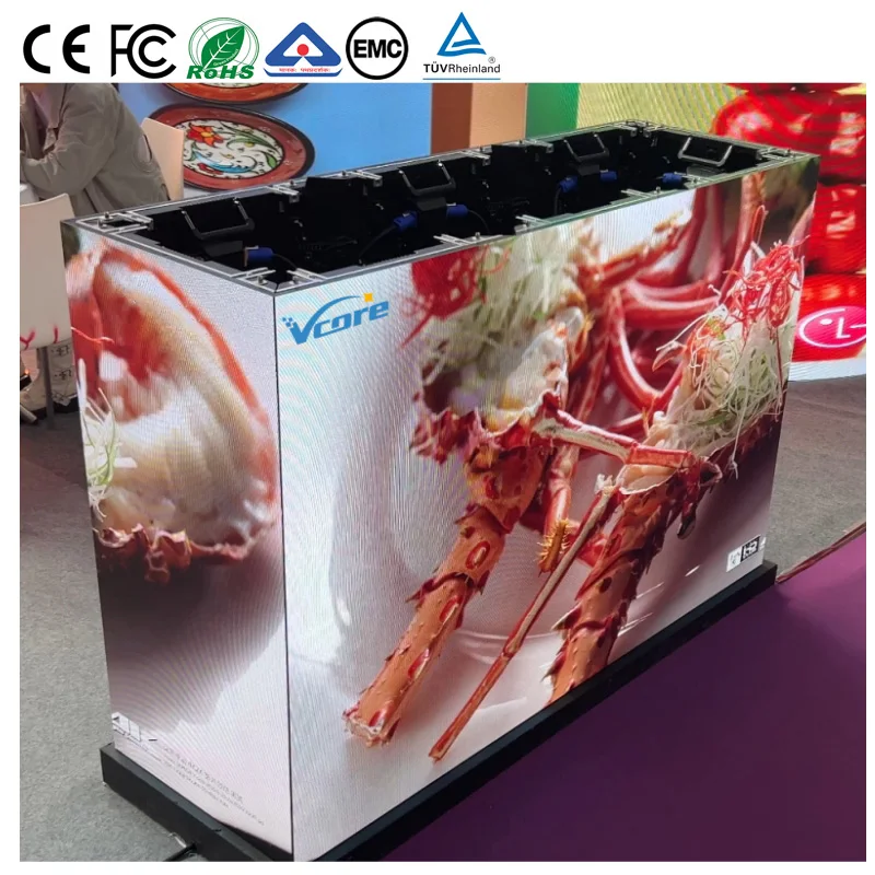Indoor P2.6 Cube LED Display 45 Degree 500x500mm Seamless Splicing Magic Cube Advertising Screen for Retail Store Mall