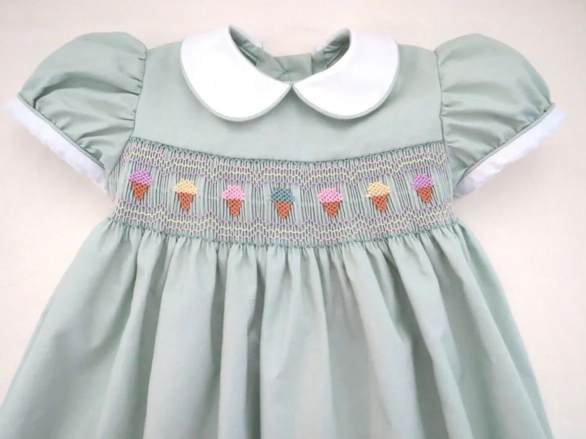 0-6Y Baby Girl Summer Green Rabbit Smocked Turkish Vintage Princess Dress for Birthday Holiday Easter Photography Eid