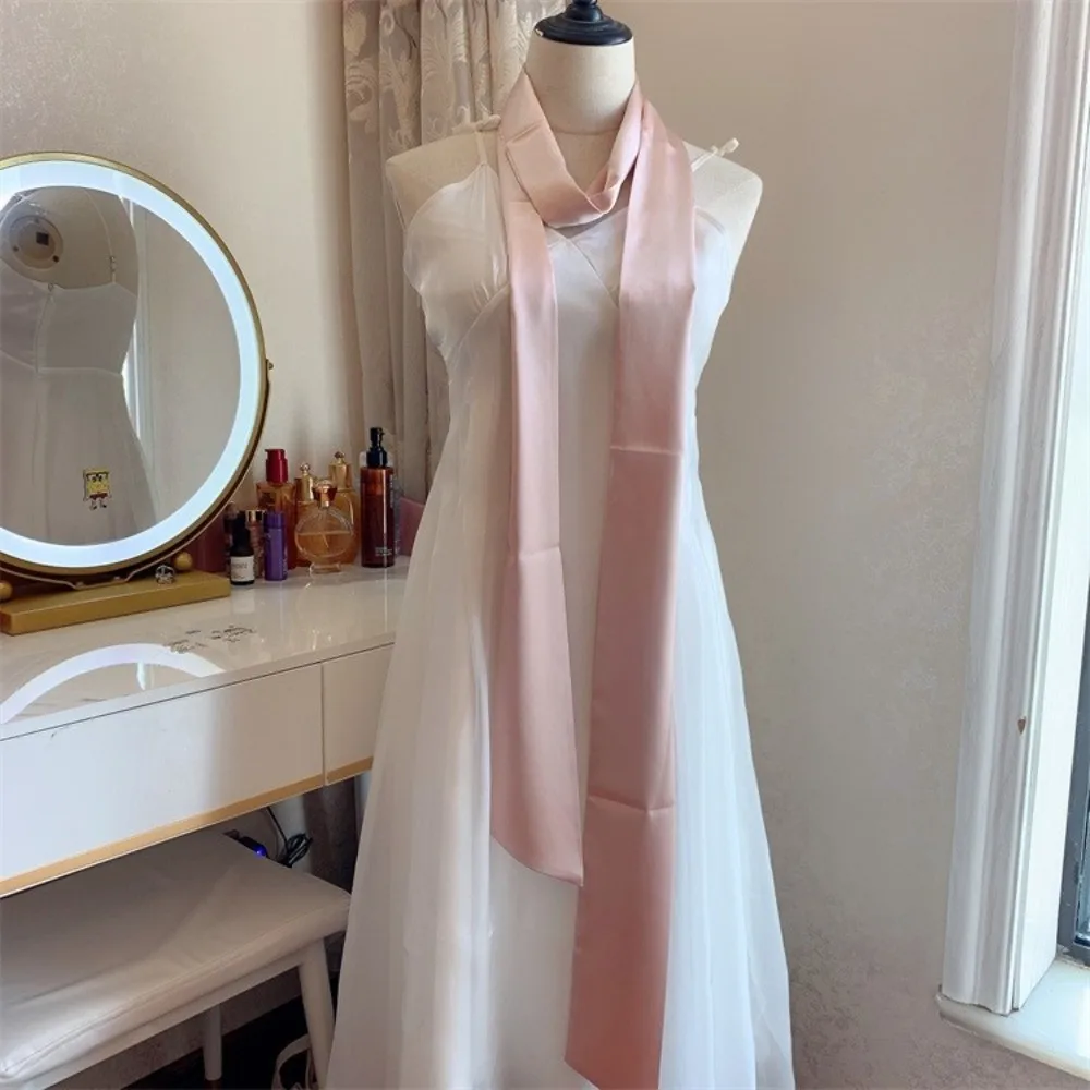 

Multi-Use Satin Silk Scarf Neckerchief Long Wide Soft Hair Band Fashion Accessory Solid Color Bag Ribbon