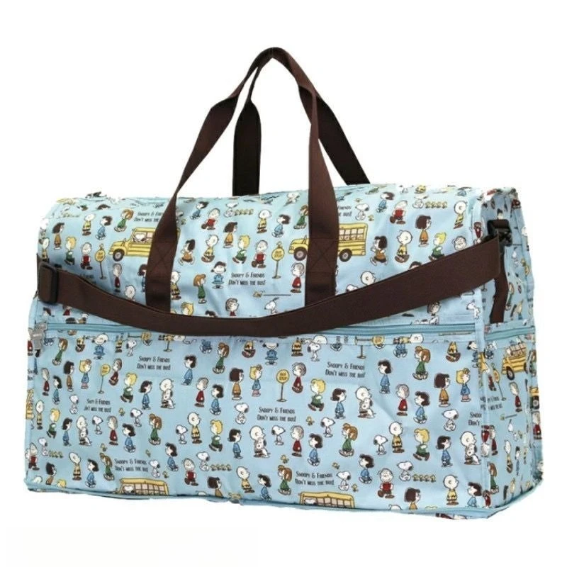 

New Snoopy Anime Foldable Travel Bag Cartoon Printed Pattern Casual Portable Versatile Shoulder Bag Clothing Storage Bag Gift