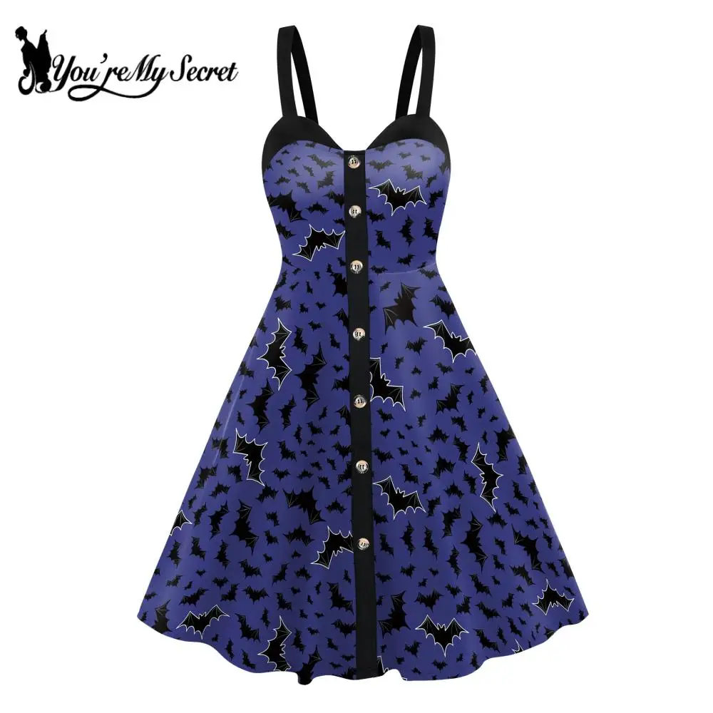[You're My Secret] Women Bat Spider Web Print Dress Summer Sleeveless Camisole Dresses Halloween Party Costume Daily Streetwear view 5