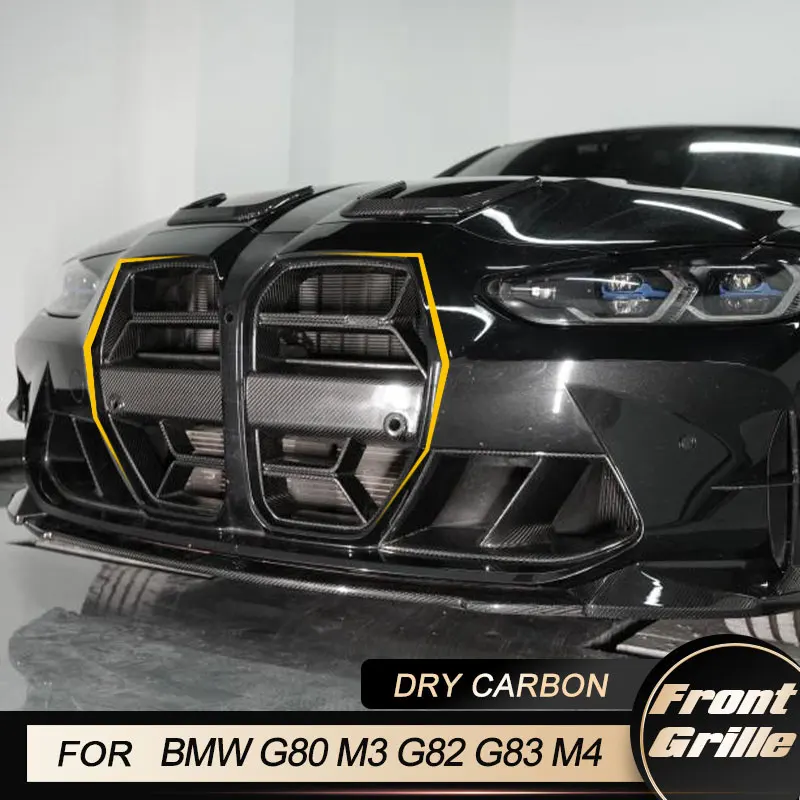 Car Front Bumper Grille for BMW G80 M3 G82 G83 M4 2021-2023 Racing Front Grill Grills Body Kit Without ACC Radar Dry Carbon