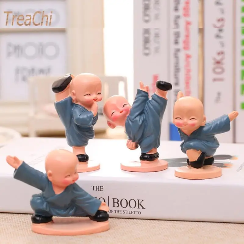 Resin Creative Decoration Shaolin Little Monk Car Decoration Kung Fu Monk Crafts Home Decoration