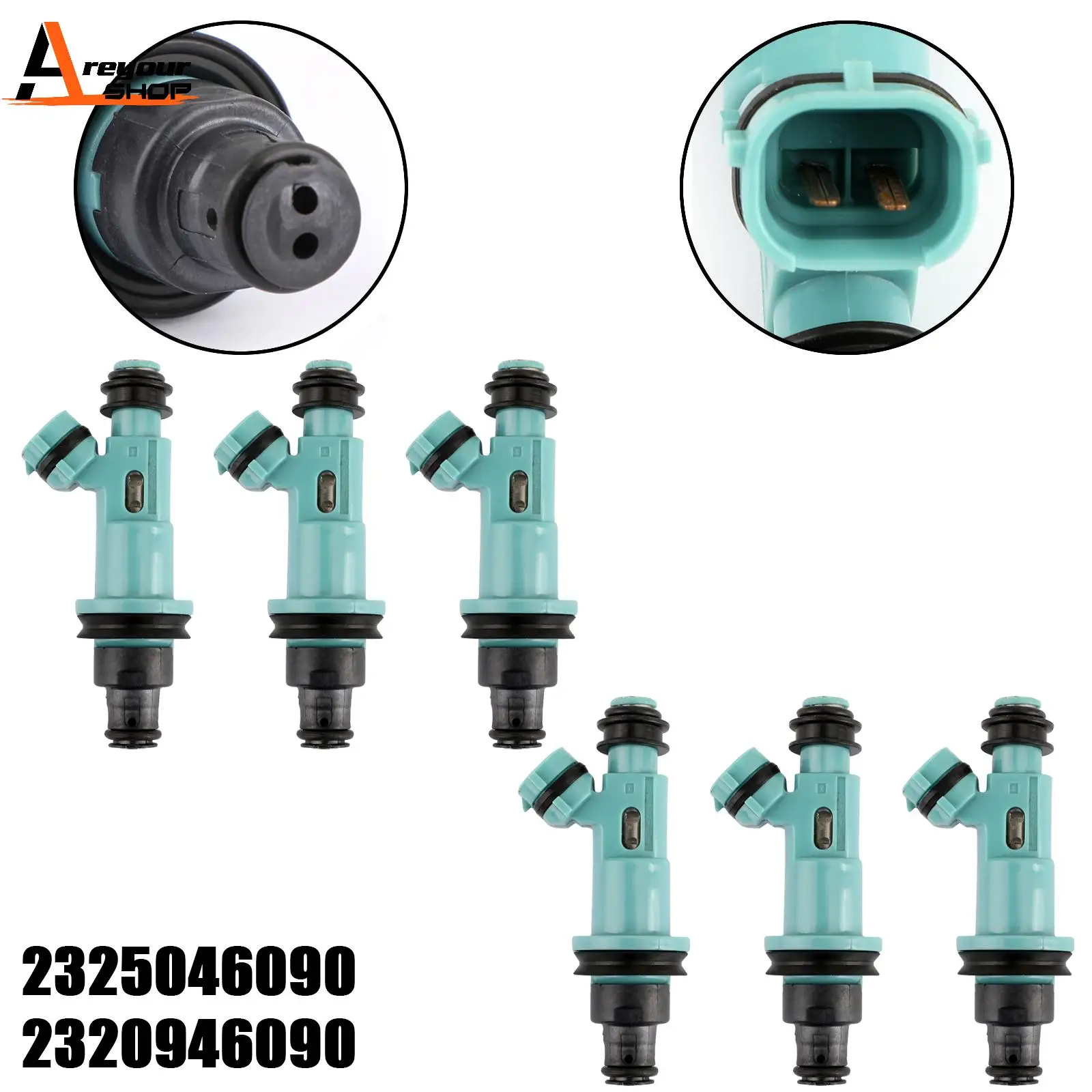 Areyourshop 6 PCS Fuel Injector 23250-46090 For Toyota Supra GS300 SC300 IS300 3.0L 23209-46090 2325046090 Car-Styling Parts