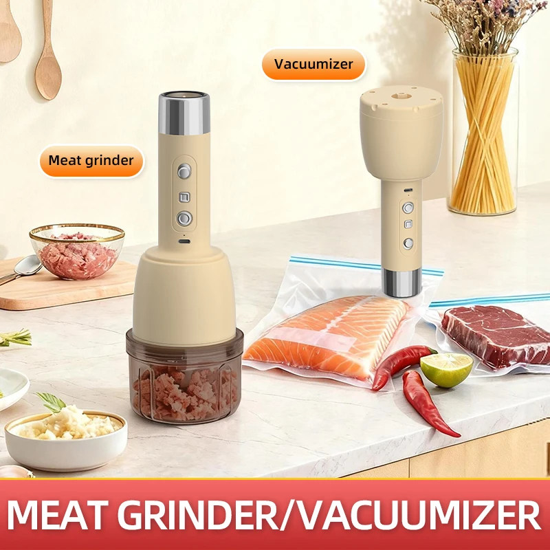 

Meat grinder Garlic Press 2-in-1 Electric Meat Grinder & Vacuum Sealer – 3-Layer Cyclone Blade System Kitchen Appliance