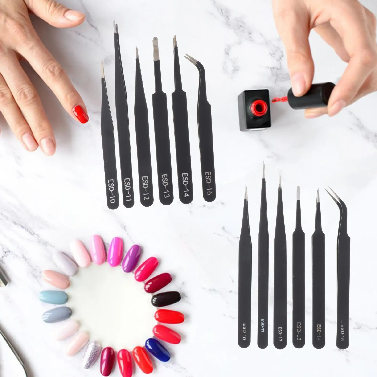 6Pcs Precision Tweezer Tool Set with Storage Bag High Precision Eyebrow Tweezer Precision Tweezers Set for Crafting