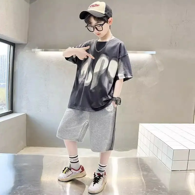 طباعة الأولاد مجموعات البلوز الاطفال أزياء الأطفال 8 إلى 14 سنة طفل ملابس الصيف ارتداء تيز الملابس مجموعة الكرتون الأطفال #3