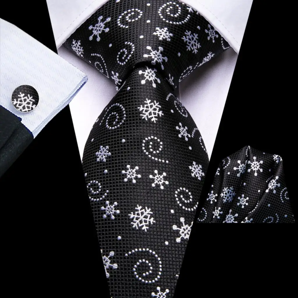 

Gift Christmas Tie for Men 2023 New Black White Fashion Brand Wedding Party Necktie Handky Cufflink Wholesale Hi-Tie Designer