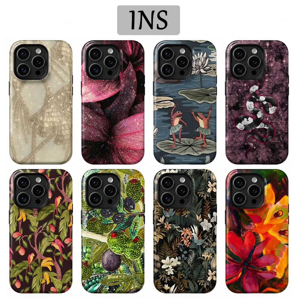 Art Flowers Phone Case for Samsung Galaxy A56 A36 A26 S26 S25 S24 S23 S20FE Ultra Plus Edge 4G 5G Luxury Double-layer Back Cover