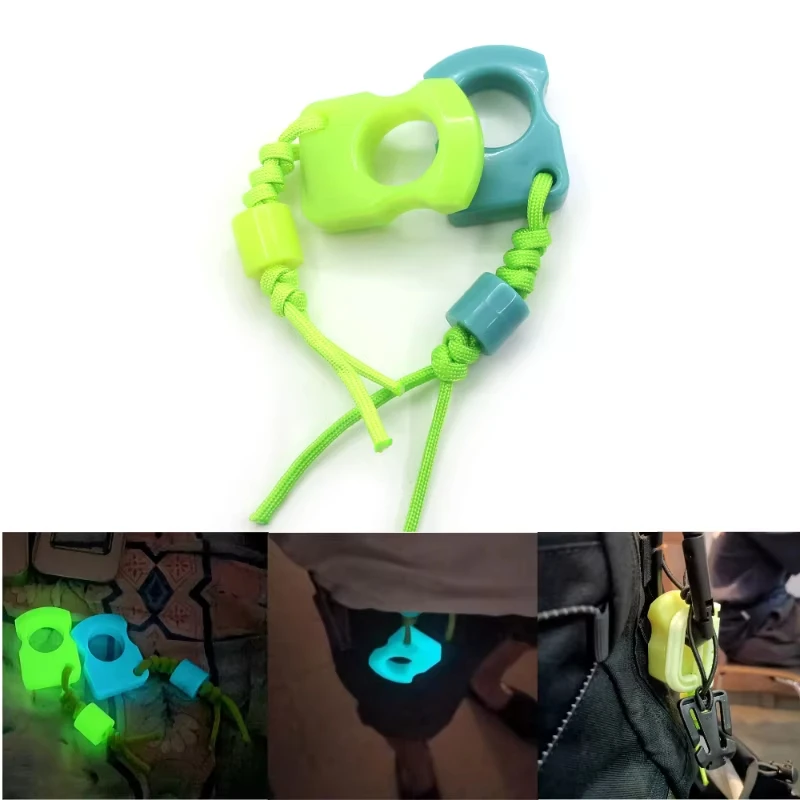 1Pc Outdoor Car Survival EDC Tool Protect Knuckles Luminous Ring Bage Pendant Keychain Hand Decoration Self Defense Accessories