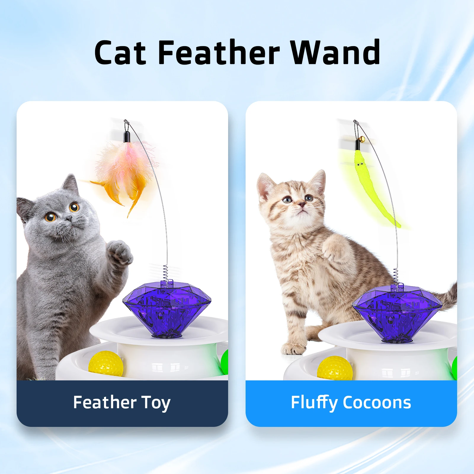 4 in 1 Rotatable Track Amusement Plate Cat Toy with Amusing Cat Stick Cat Intelligence Interactive Training Toy with Balls