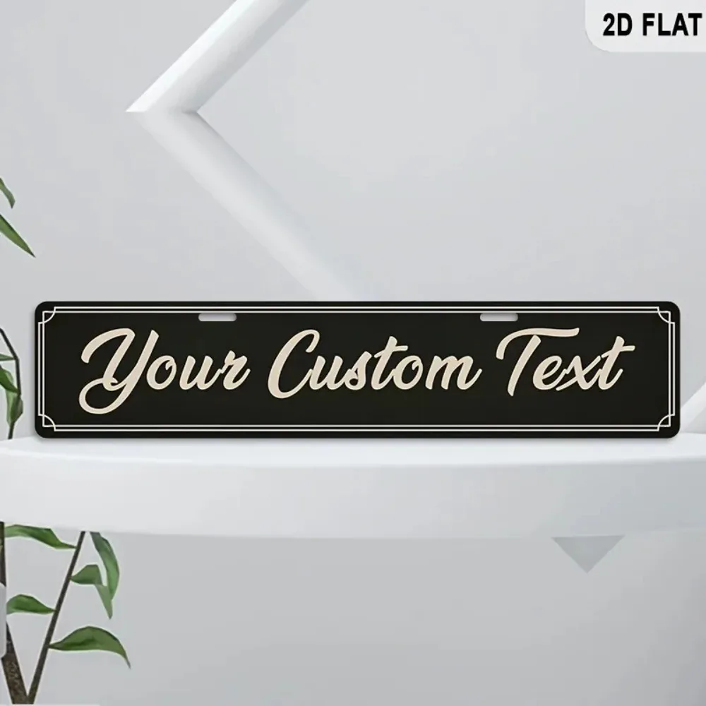 CIFbuy [2D Flat] Custom Black Metal Plaque,Personalized Cursive Text Indoor Outdoor Decor (Only For Decoration)