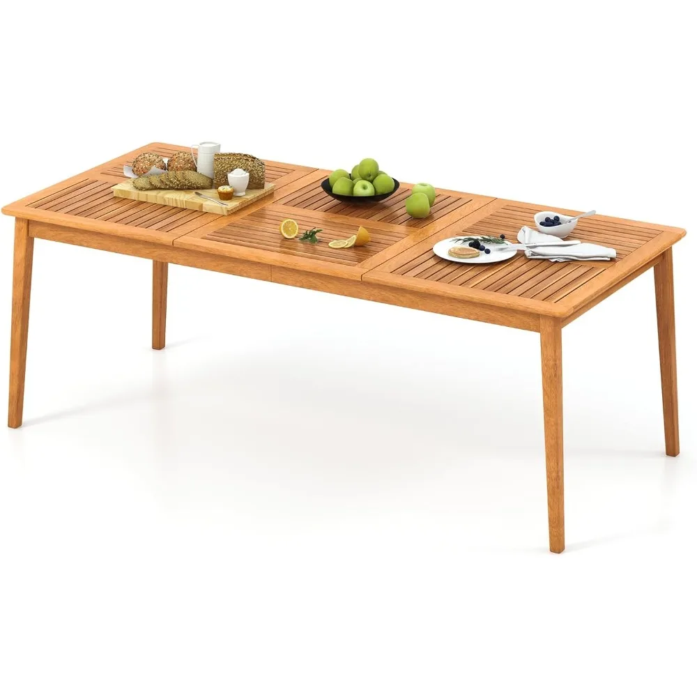 

Outdoor Acacia Wood Dining Table for 8 People, 79” x 35” Rectangular Patio Bistro Table with Built-in Umbrella Hole, Wooden Pic