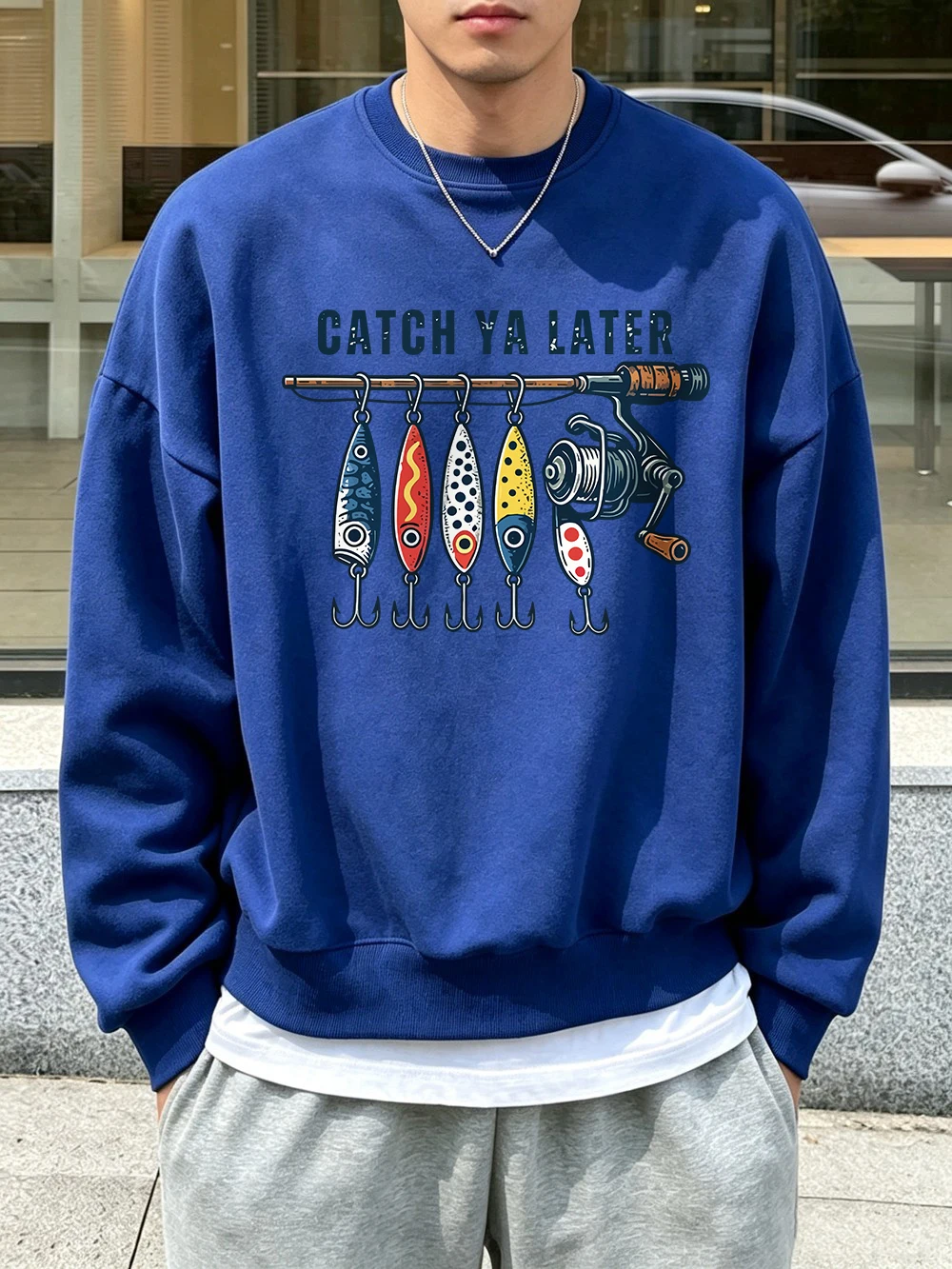 Catch You Later Prints Pullover Herren Basic Oversized Sweatshirts Jogging Casual Fleece Warmer Hoodie Winter Rundhalspullover Kleidung – Detail 19