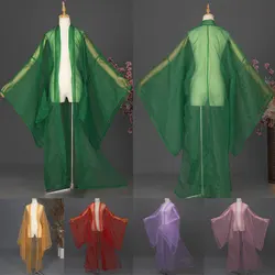 Ancient Chinese Hanfu Solid Color Tulle Cardigan Wide Sleeve Coat Classical Folk Dance Costume Stage Performance Photo Clothing