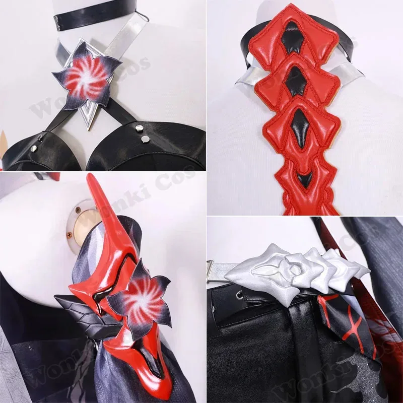 Star Rail Acheron Costume Cosplay Abito bianco Parrucca Nero Rosso Acheron Costumi Cosplay Huangquan Scarpe Stivali Vestito da festa di carnevale