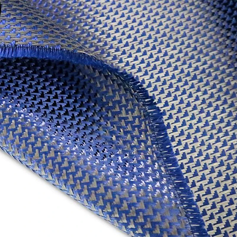 Kafu Kevlar carbon blue aramid fiber blended woven fabric aircraft jacquard pattern parts modified DIY surface decorative fabric