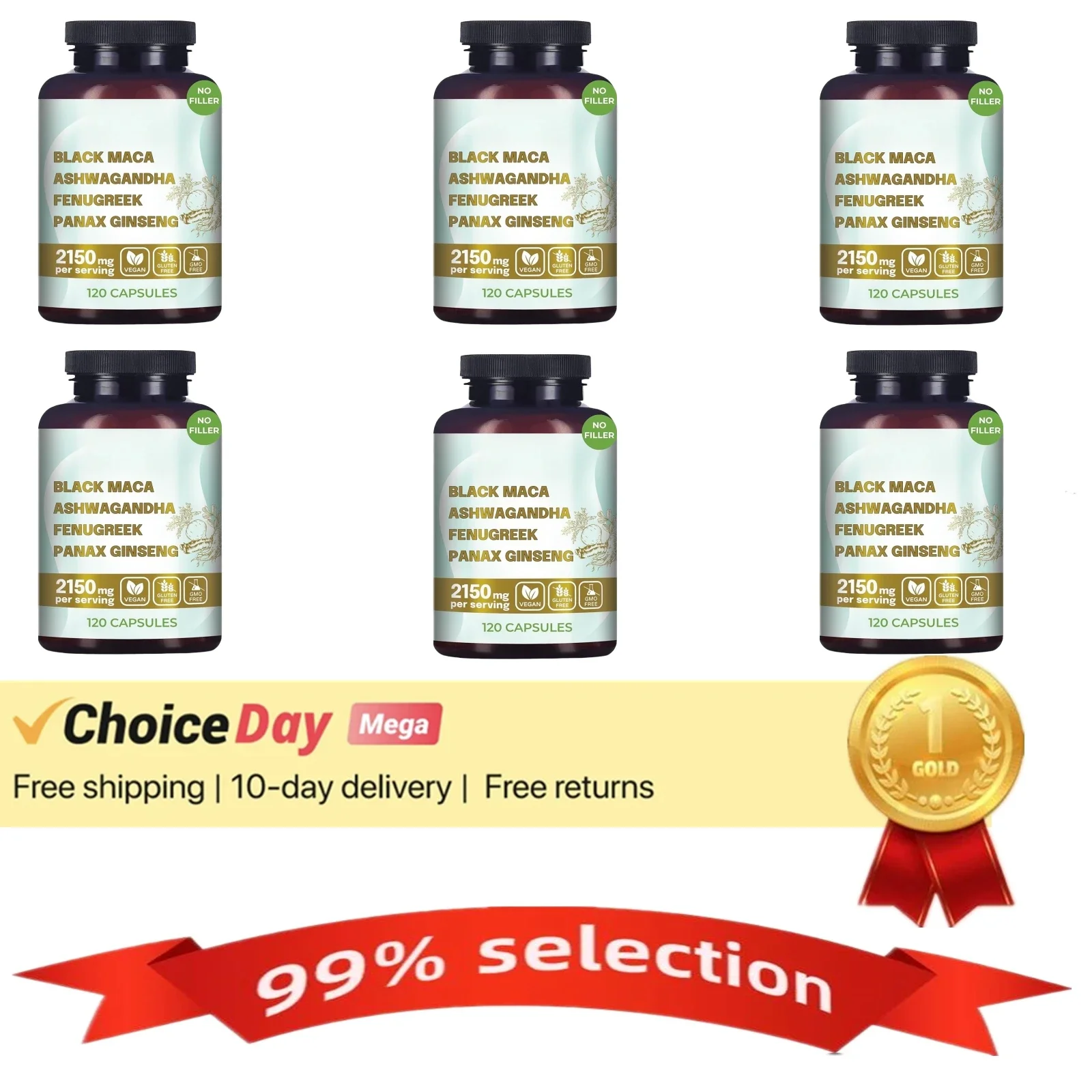 Original Black Maca Root, Ashwagandha, Panax Ginseng, Fenugreek Capsules, Male Enhancing Supplement Natural 4-in-1 Organic