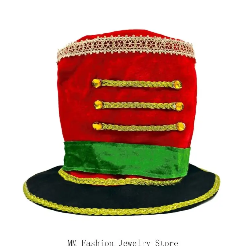 D0UB Material gorra banda Majorette tamaño adulto navideño con detalles en plástico para eventos temáticos navideños