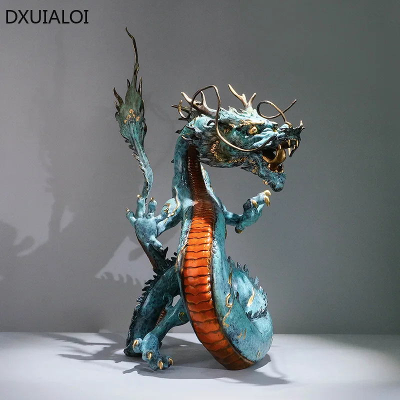 Imagem -02 - Shengxiaolong Bronze Dragão Ornamentos Artesanato Presente para Abertura da Loja Decoração Desktop Office Home Decor Acessórios