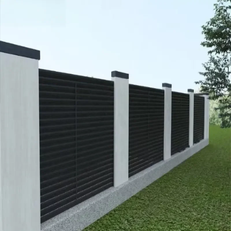 High Quality Easily Assembled Powder Coated Black Security Aluminium Metal Slat Boundary Wall Garden Fence