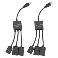 RISE-2X USB 3.1 Type C Male To 2 Dual USB A 2.0 Female + Micro-USB Female 3 In 1 OTG HUB