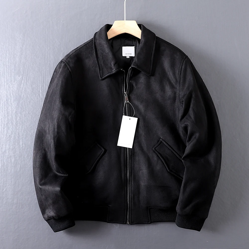 

Теплое мужское осенне-зимнее джинсовое замшевое хлопковое пальто с отложным воротником, молодежная модная верхняя одежда со стойкой