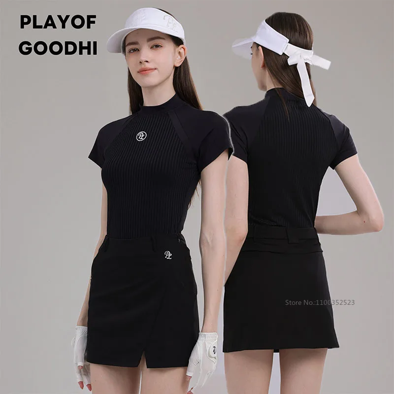 PL Golf Women Tops Breathable Short-sleeve T-shirt Quick-dry Thin Sports Shirts Girls' Sports Tennis Pencil Skirts Golf Culottes