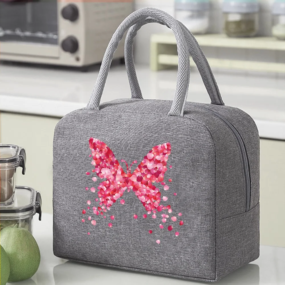 Bolsa aislante para el almuerzo, bolsas térmicas para comida, Picnic, bolsos organizadores con patrón de mariposa, bolso enfriador Unisex para el