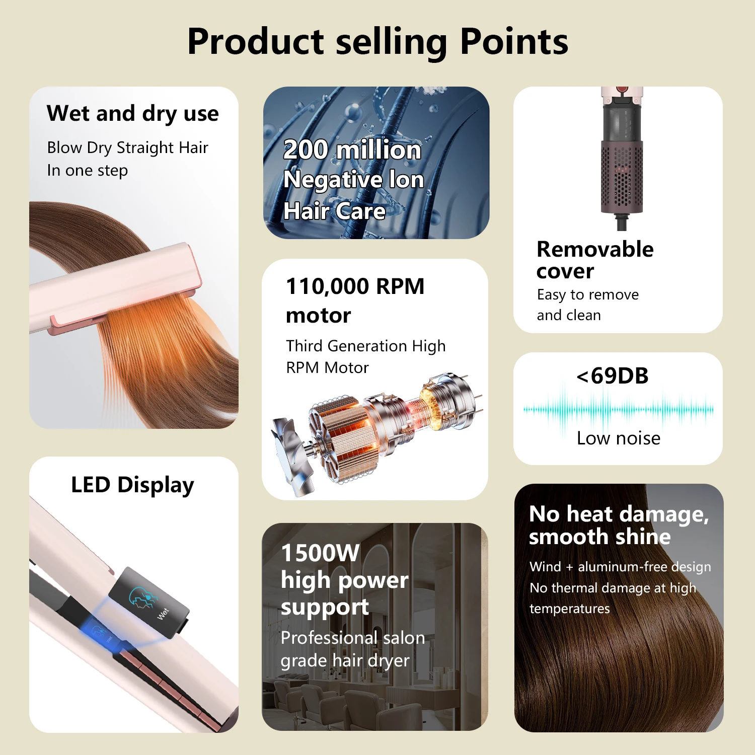 2 in 1 Professional Ionic Flat Iron Hair Straightener  Style Wet to Dry Air Straighteners