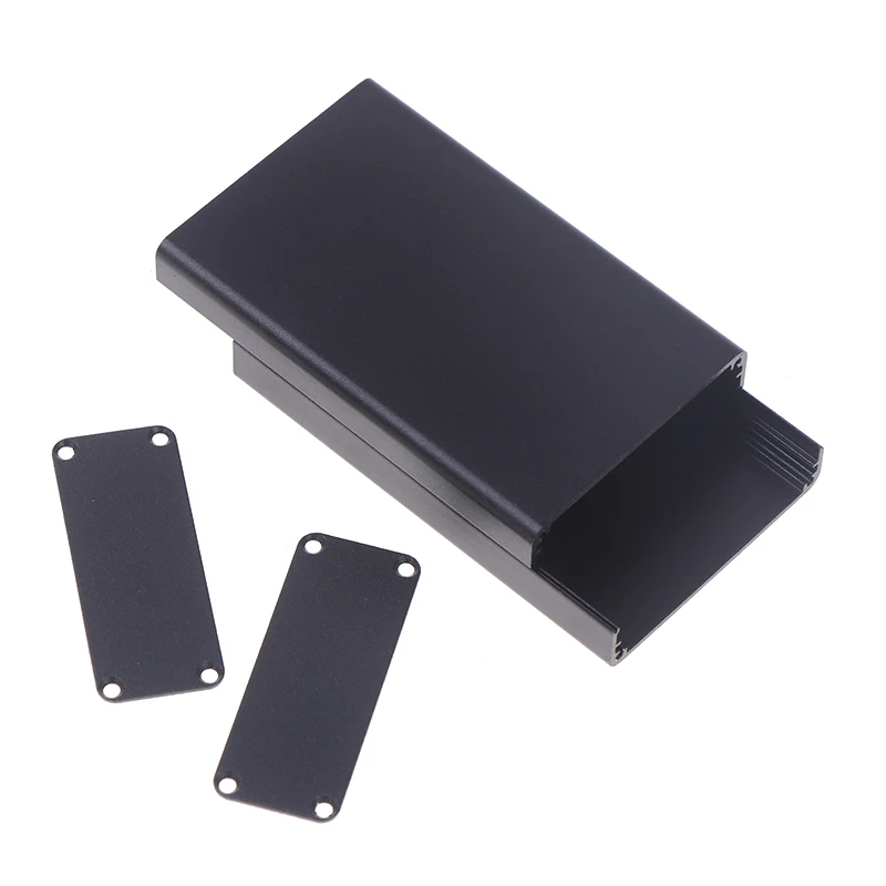 Aluminum PCB Instrument Box Enclosure Electronic Project Case Panels Screws DIY Built-in Grooves Black 80x50x20mm