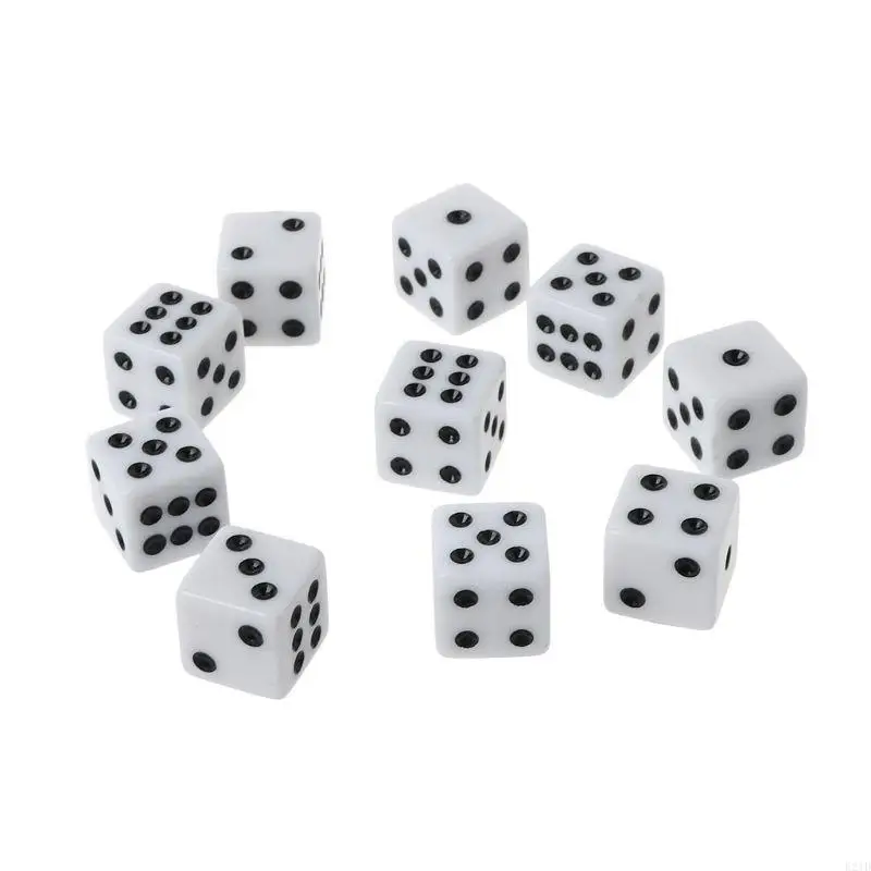 

10Pcs/Set 6 Sided 0.63In Number Acrylic Round Corner Party Family DIY Games Engraving Educational Accessaries