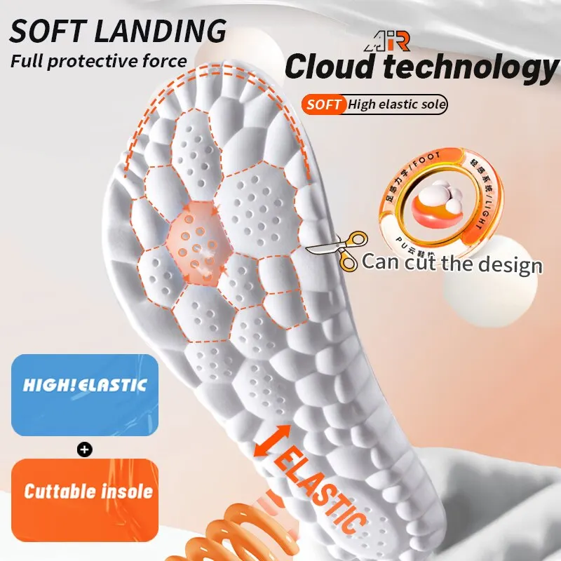Sport Insoles for Shoes 4D Shock Absorption Deodorant Breathable Cushion Running Insoles for Feet Man Women image 3