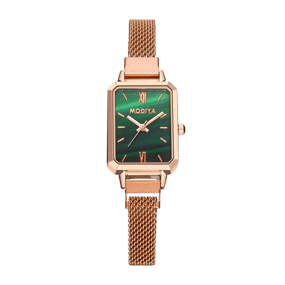 2026 Spring New Malachite Green Small Square Fresh Milan Green Watch