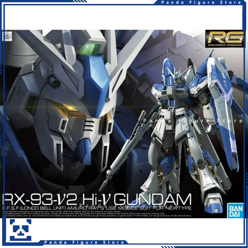 In Stock Bandai RG 1/144 Hi-ν-Gundam V Amuro Ray RX-93-ν2 Action Figure GUNPLA Boy Toy Mecha Model Gift Assembly Kit Collectible