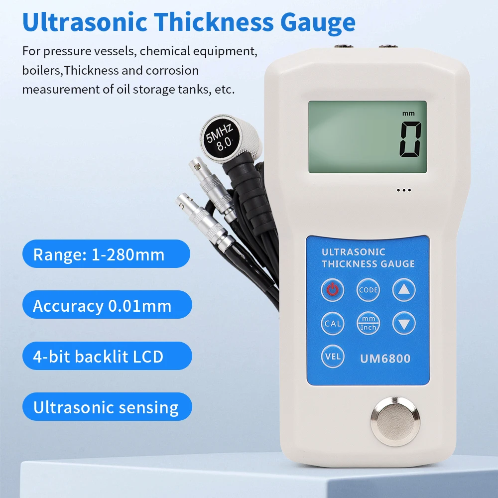 

UM6500/UM6700/UM6800 Digital Ultrasonic Thickness Gauge Handheld High Precision Metal Thickness Meter Steel Cast Iron Glass