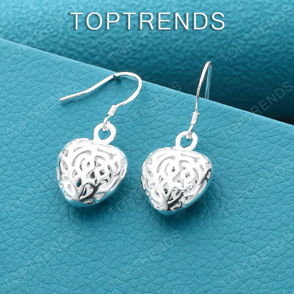 Best-Selling 925 Sterling Silver Openwork Heart Drop Earrings Elegant Exquisite Women'S Jewelry Engagement Wedding Party Gift