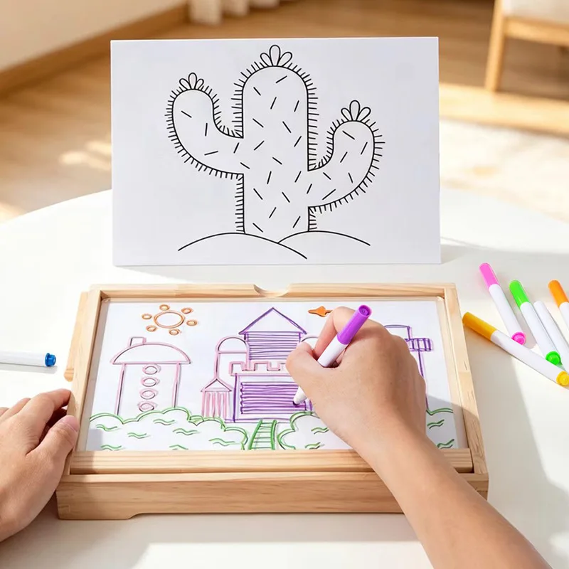Wooden Acrylic Drawing Board for Kids, Early Educational Graffiti Painting Toy, Logic Training & Handwriting Control Puzzle Toy