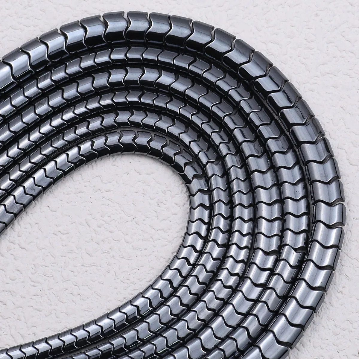 5/6/8MM Natural Black Hematite Wave Gear Shape Stone Spacers Loose Beads For Jewelry Making Bracelets DIY Findings Accessories