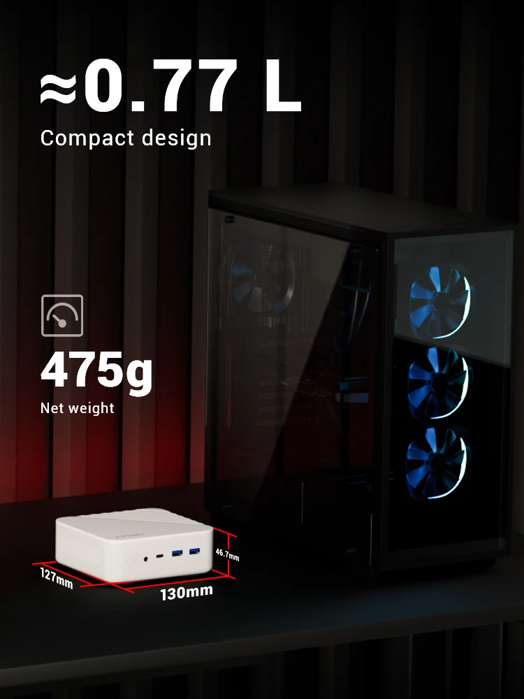 Firebat AM02 كمبيوتر صغير AMD R5-7430U 6C/12T 16GB DDR5 512GB SSD ألعاب كمبيوتر مكتبي صغير نافذة 11 Pro WiFi 6/BT5.2 Type-C