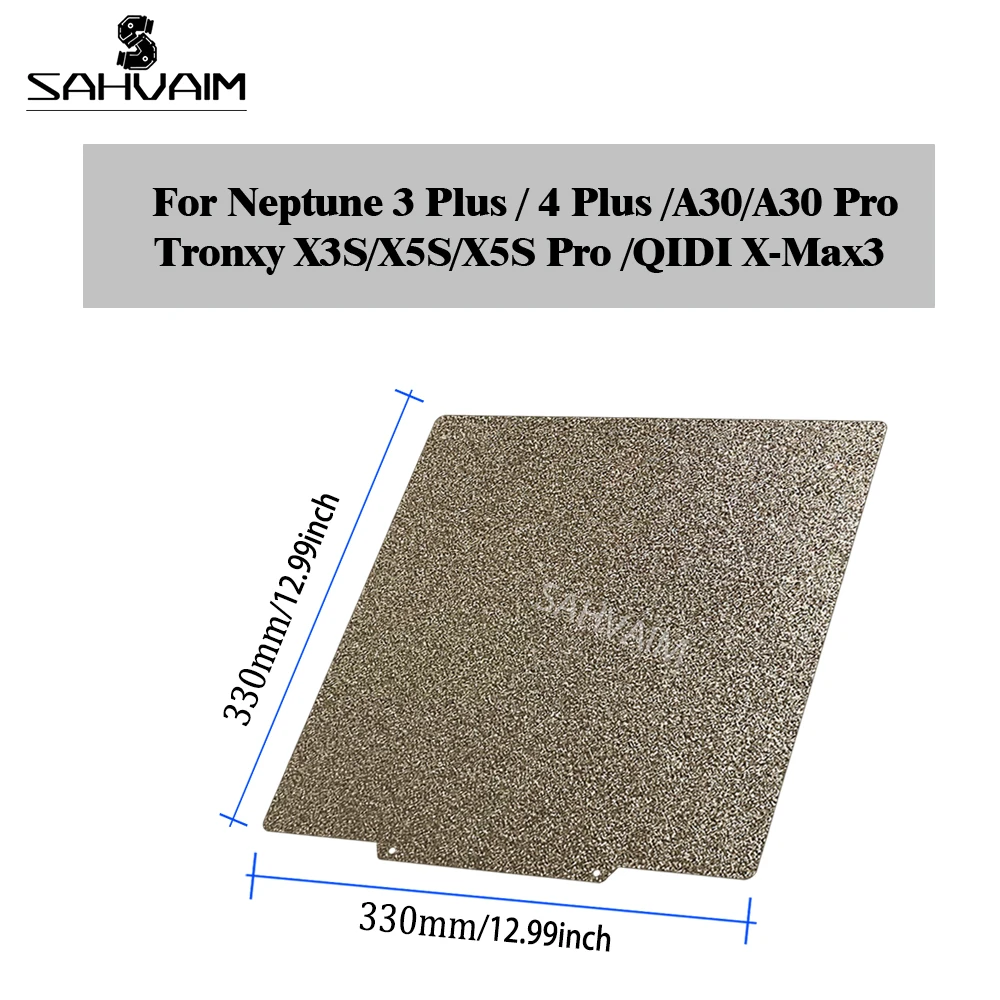 For Elegoo Neptune 4 Plus/3 Plus PEI Build Plate 330x330mm Double Sided Textured PEI Spring Steel Sheet for X5SA Pei 330x330