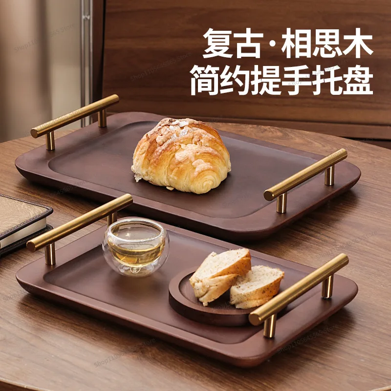 For Acacia solid wood tray rectangular binaural whole wood home serving tray desktop storage tray