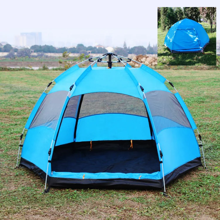 YUANFENG double-layer large hexagonal tents camping outdoor automatic 5-6 person tents family