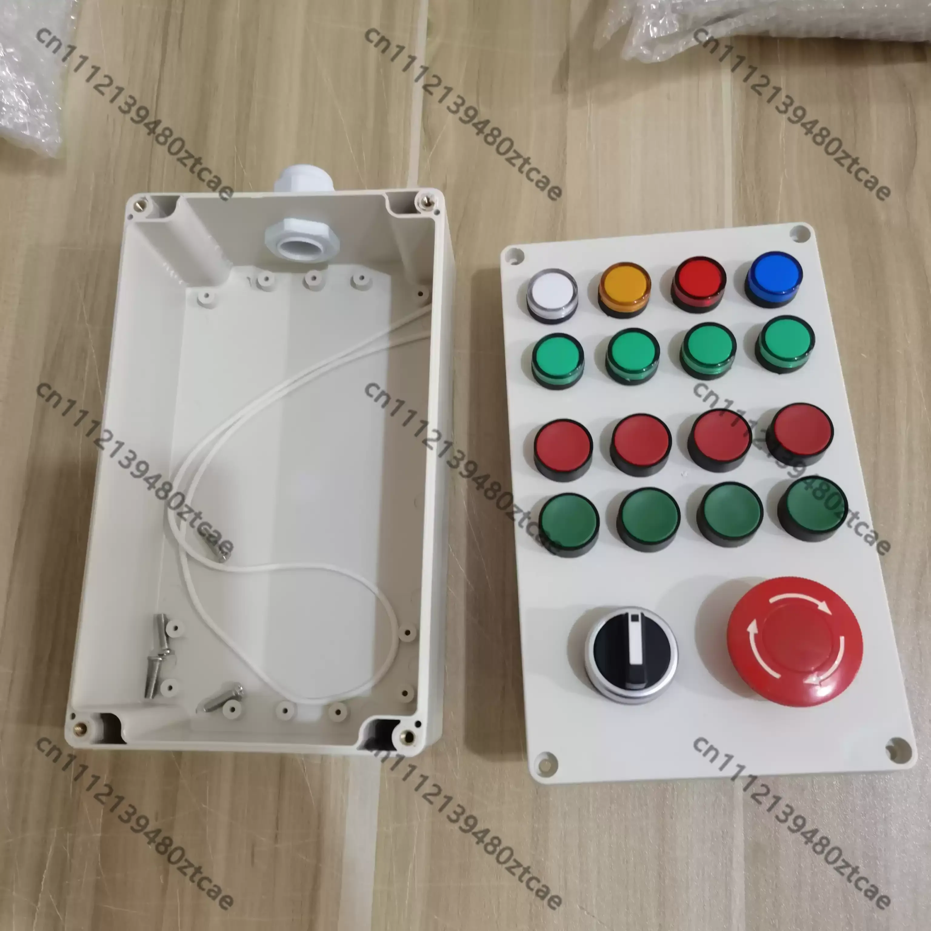 PLC Debug Training Push Button Box Perforated Panel Mount Housing DIY Electrical Control Enclosure
