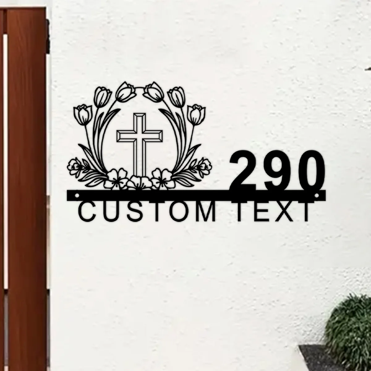 

Custom Metal Cross house numbers address plaque Personalized Christian housewarming Wedding gifts Custom address sign Wall Art
