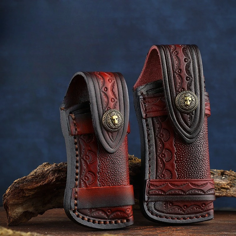 Cowhide Fold Knife Scabbard Tool Flashlight Belt Loop Case Holder Leather Sheath Pocket Hunt Camp Outdoor Carry Equipment