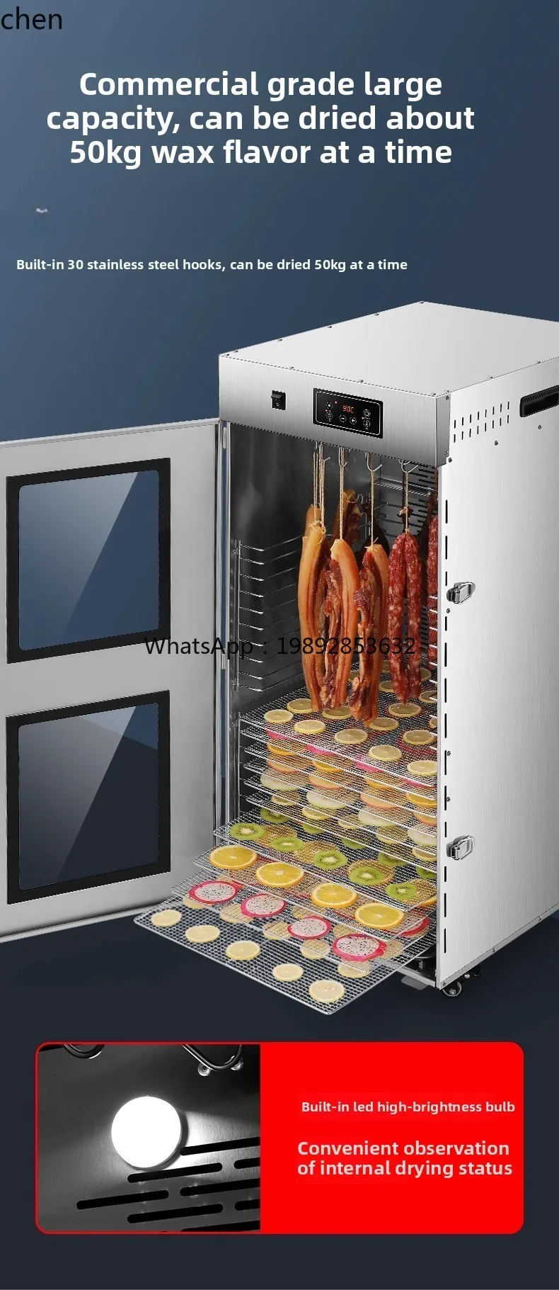 Rotary Sausage Bacon Chicken Duck Fish Dryer Food Household Commercial Air Drying Chassis