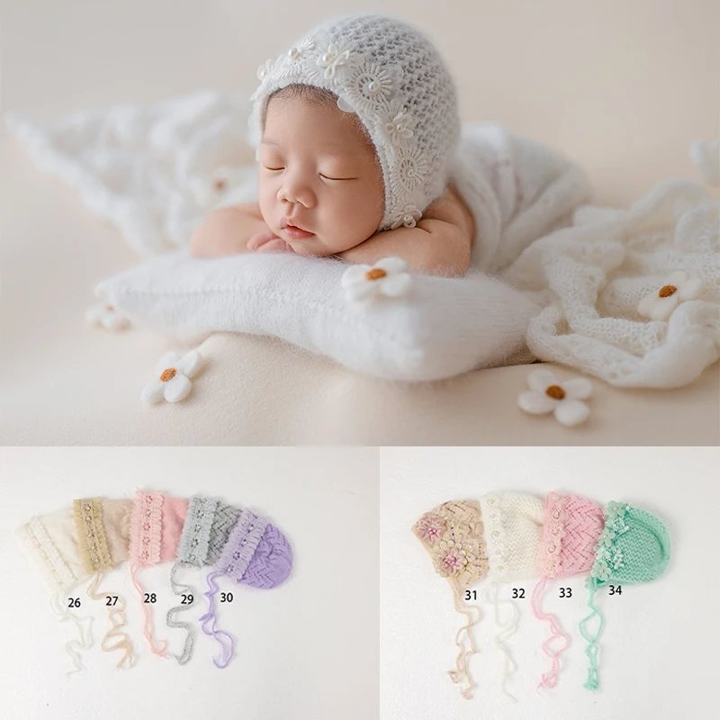 

Newborn Knitted Hat Professional Photography Props Stretchy Soft Elastic Hat for Newborn Photography, Christening, Baby Shower